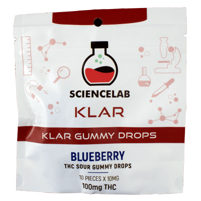 Science Lab Blueberry THC Sour Klar Gummy Drops at Sacred Meds