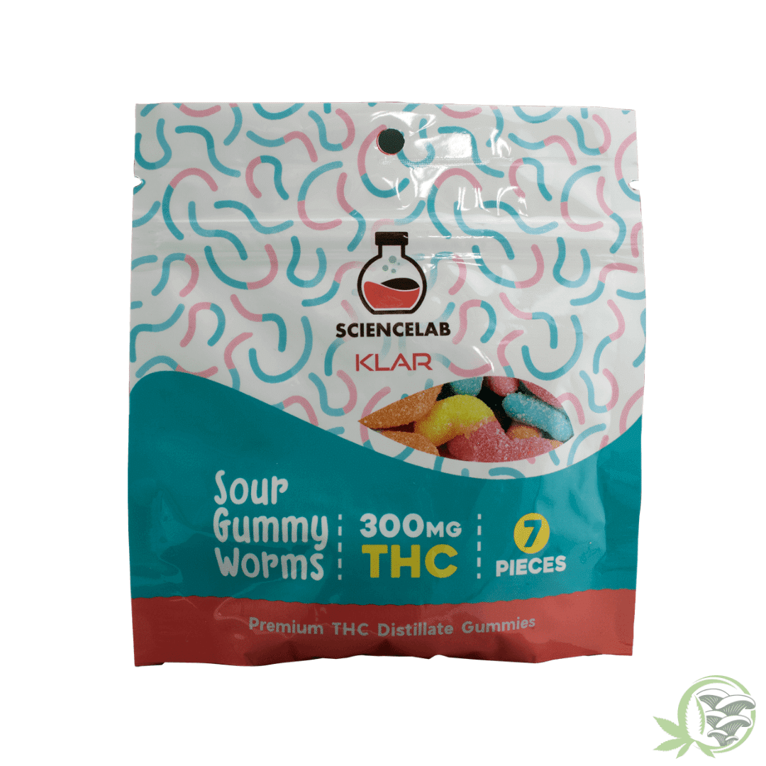 Science Lab Klar Gummies Sour Gummy Worms 300mg THC