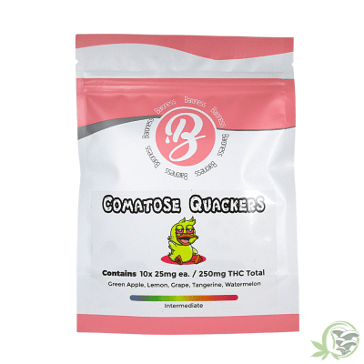 baroness edibles comatose quackers 25mg thc gummies